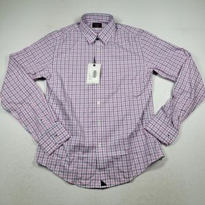 UNTUCKit Small Men's Long Sleeve Button Up Shirt Pink White Blue Checks New